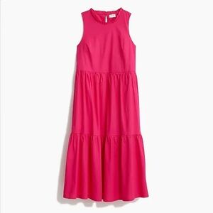 J. Crew Pink Crisp Begonia Sleeveless Tiered Dress Sz 2